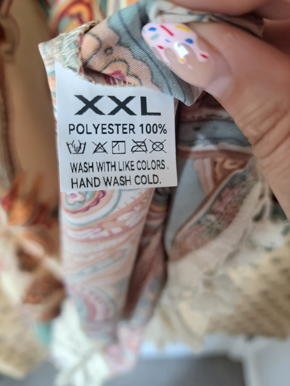 Boho Paisley Crochet-Trim Sun Dress — Teal, Rust & Cream NWOT - Picture 6 of 6